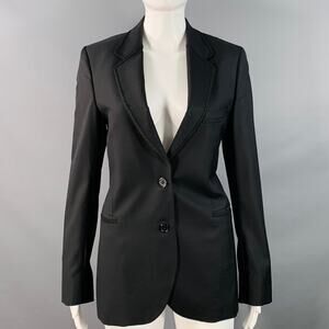 PAUL SMITH Size 6 Black Wool Twill Notch Lapel Jacket Blazer